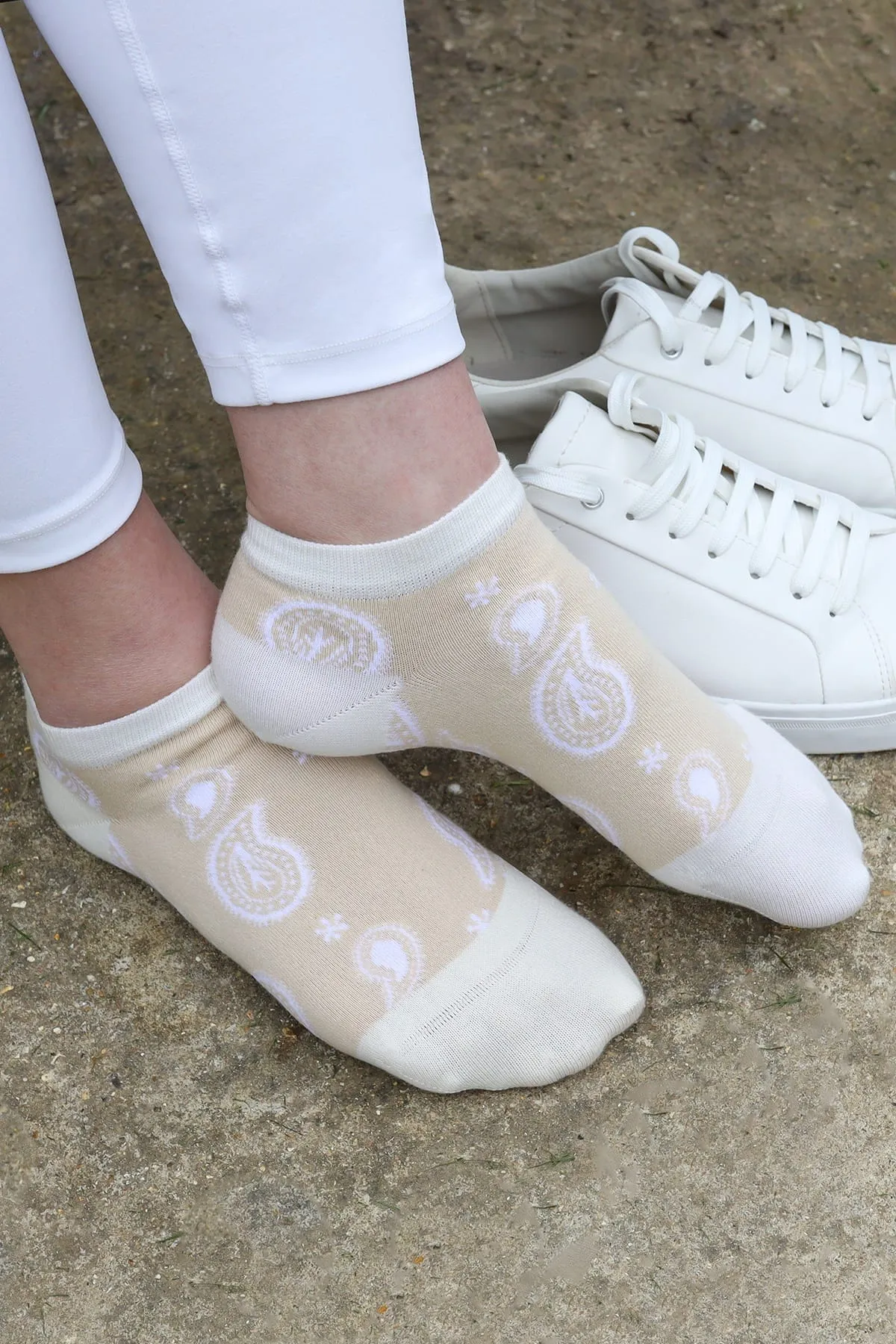 Paisley Women's Organic Cotton Trainer Socks | Beige