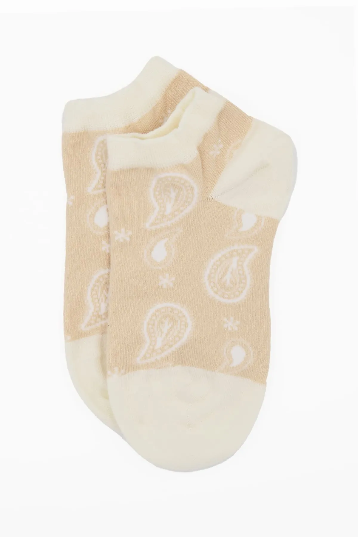 Paisley Women's Organic Cotton Trainer Socks | Beige