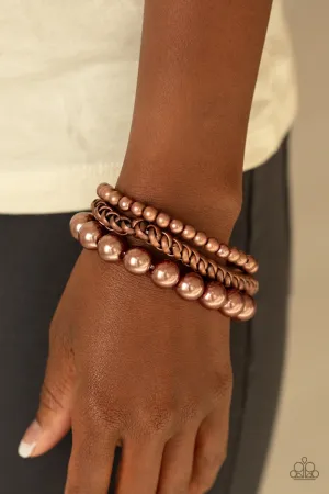 Paparazzi - A PEARL-fect Ten Copper Bracelet