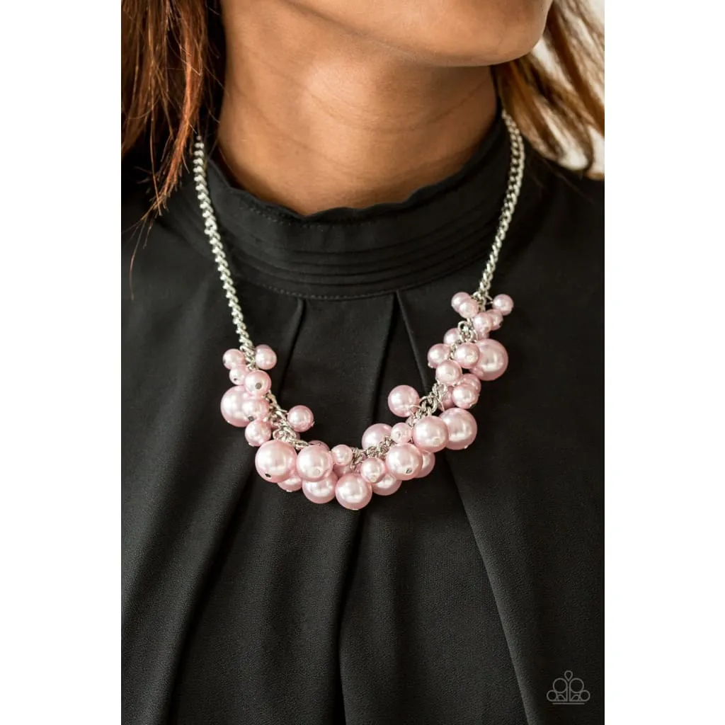 Paparazzi Glam Queen - Pink Pearl Necklace