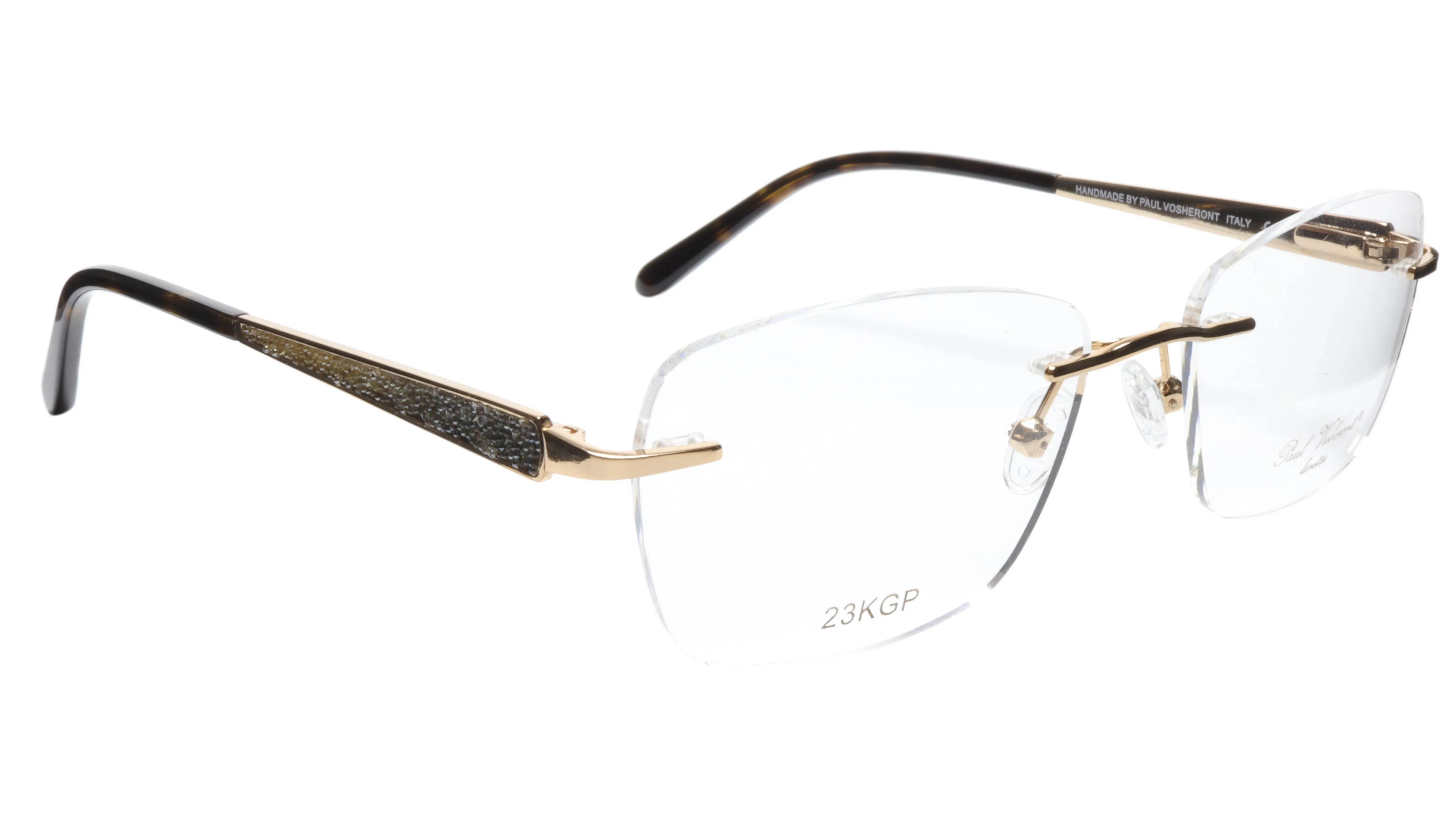 Paul Vosheront Eyeglasses Frame PV503 C01 Gold Plated Acetate Italy 52-17-135 36