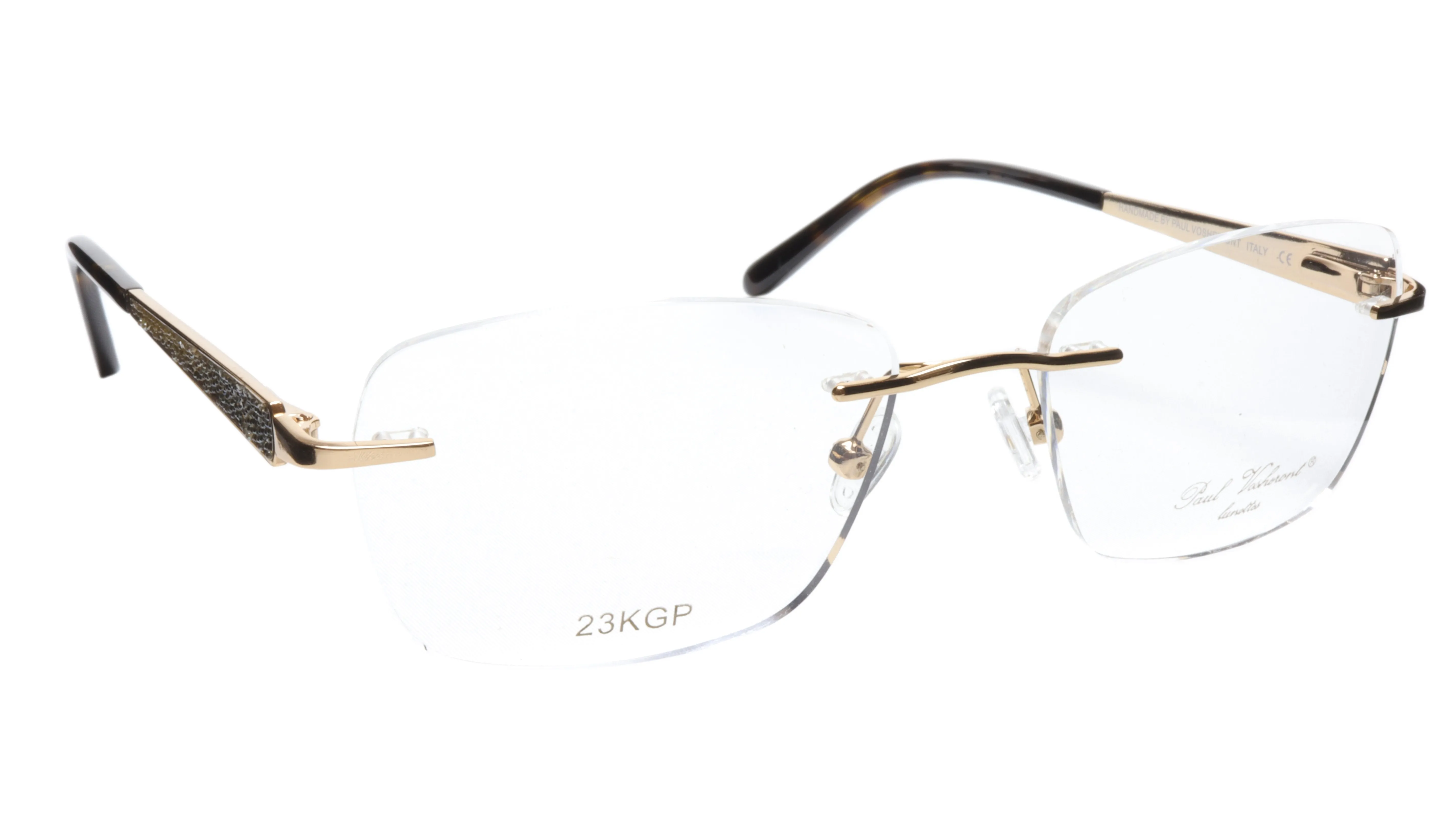 Paul Vosheront Eyeglasses Frame PV503 C01 Gold Plated Acetate Italy 52-17-135 36
