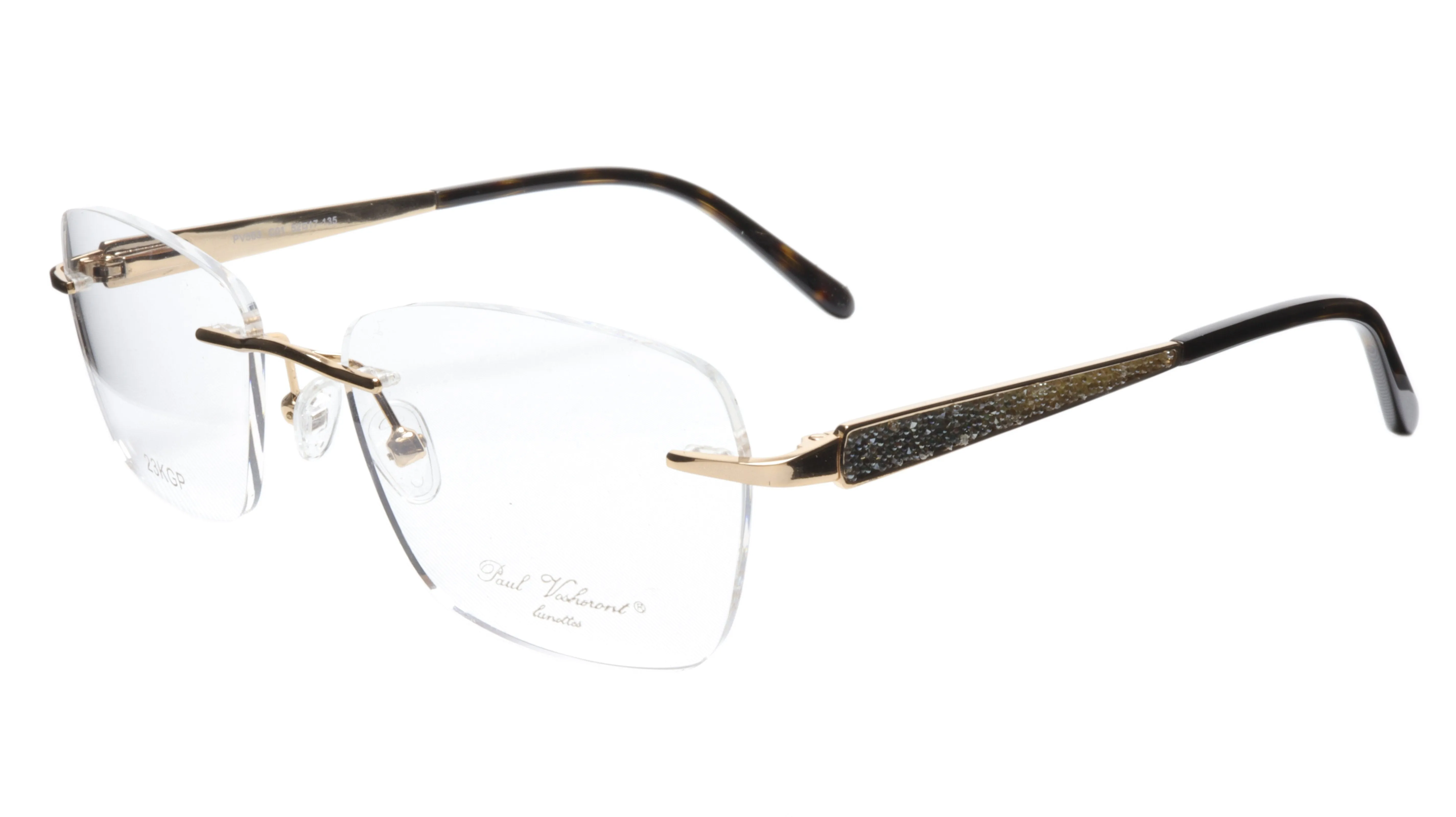 Paul Vosheront Eyeglasses Frame PV503 C01 Gold Plated Acetate Italy 52-17-135 36
