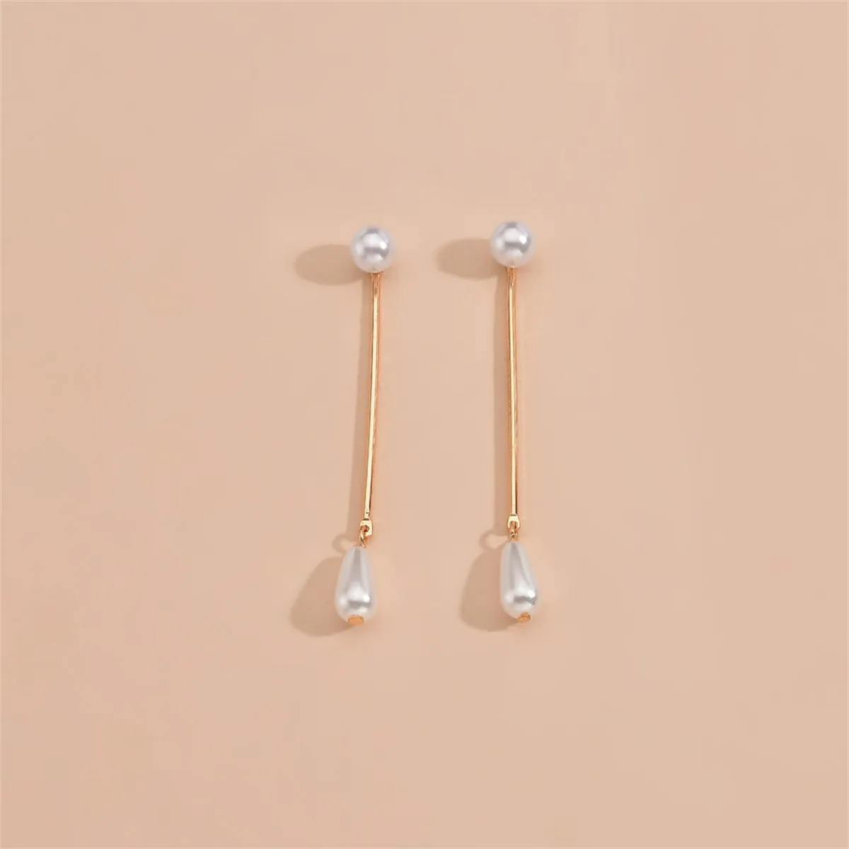 Pearl & 18K Gold-Plated Rod Drop Earrings