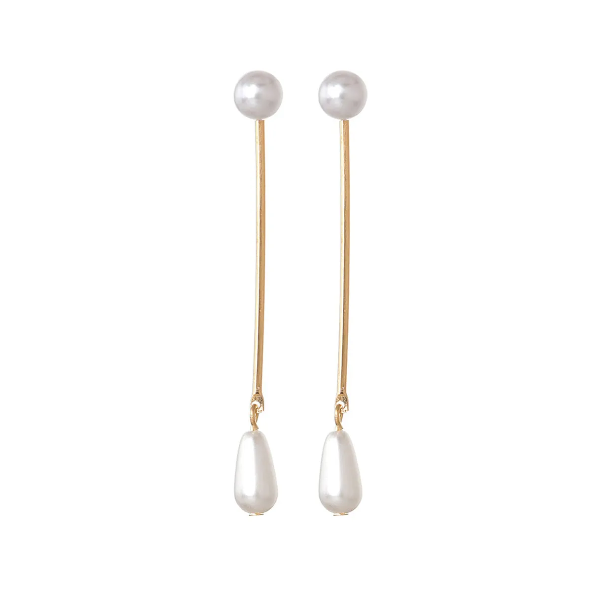Pearl & 18K Gold-Plated Rod Drop Earrings