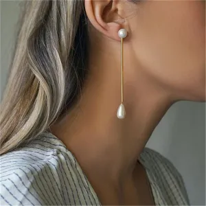 Pearl & 18K Gold-Plated Rod Drop Earrings