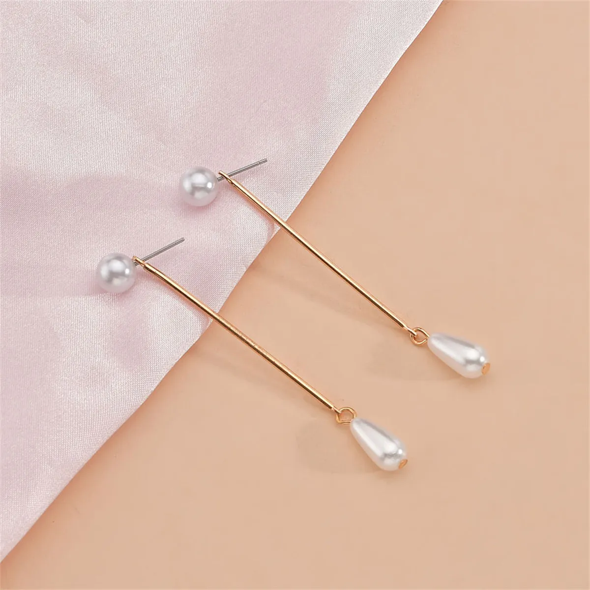 Pearl & 18K Gold-Plated Rod Drop Earrings