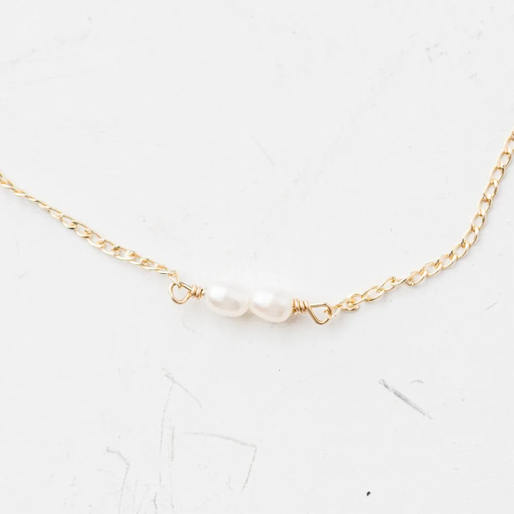 Pearl Station Necklace in Gold