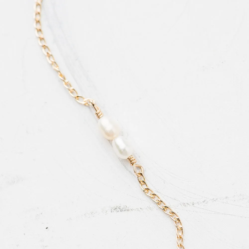 Pearl Station Necklace in Gold