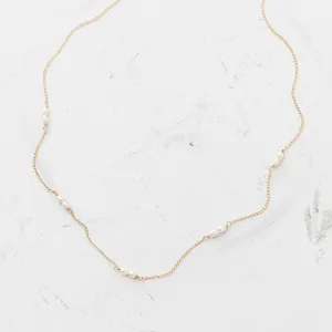 Pearl Station Necklace in Gold