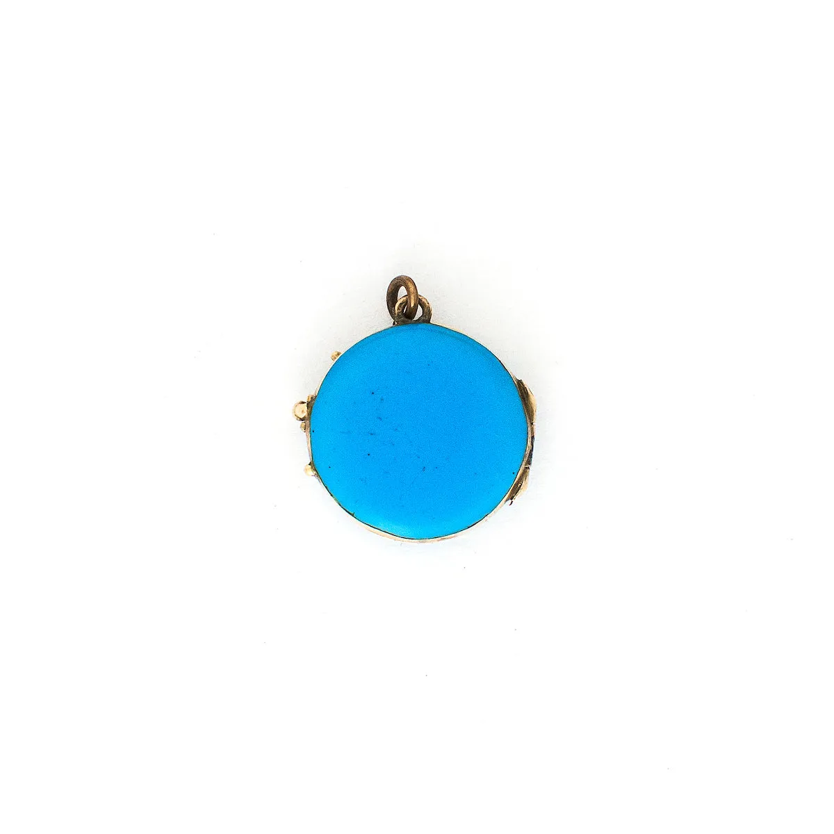 Petite 14K Gold & Blue Enamel Star Antique Locket
