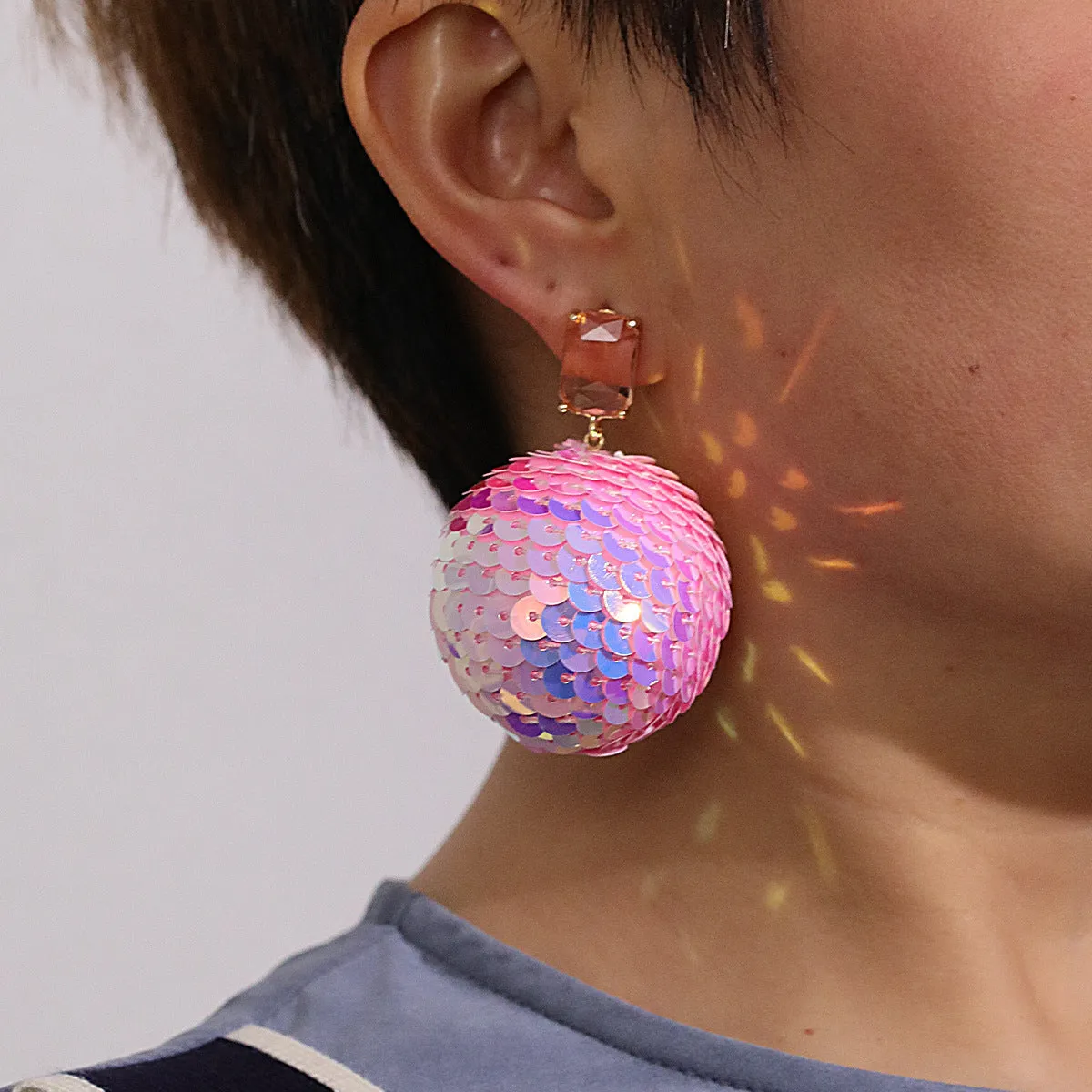 Pink Crystal & 18K Gold-Plated Ball Drop Earrings
