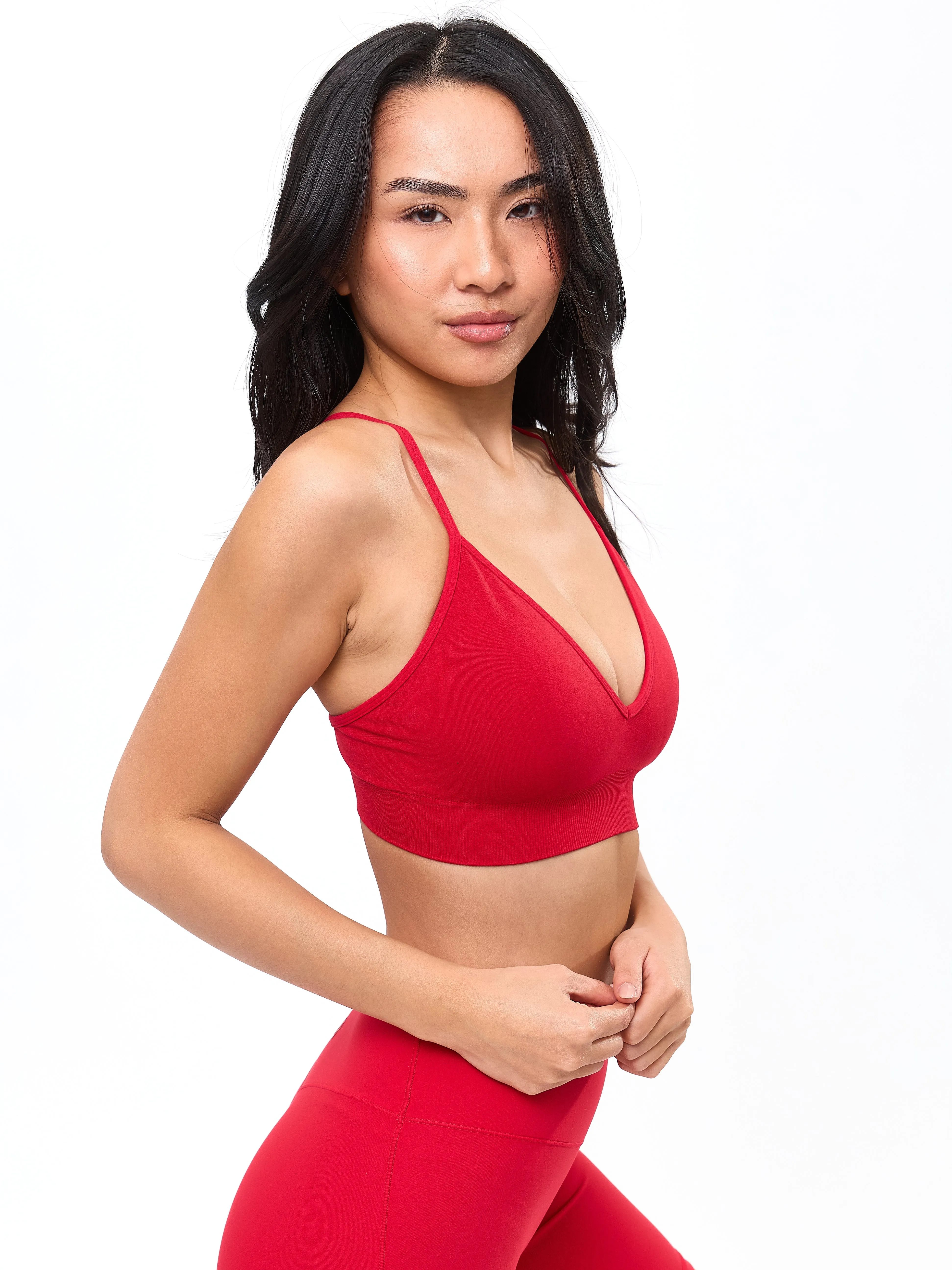 Plunge Seamless Sports Bra - Lipstick Red