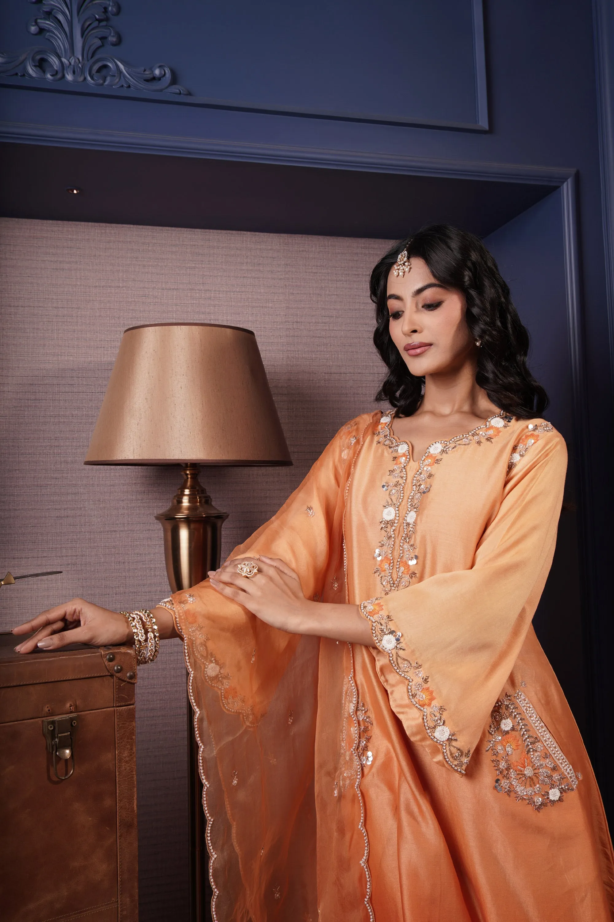 Pocket Style Chanderi Kurta Set