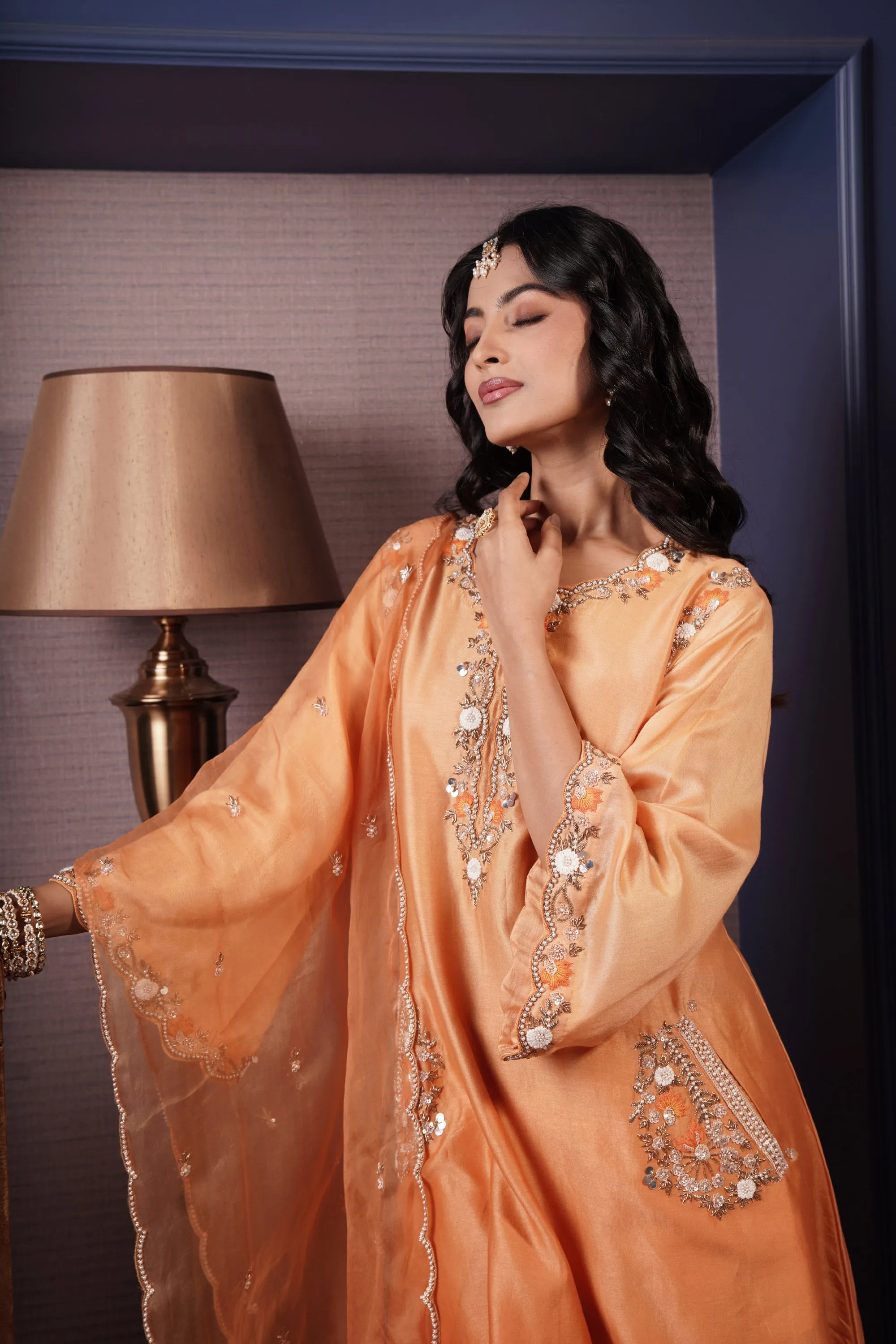 Pocket Style Chanderi Kurta Set