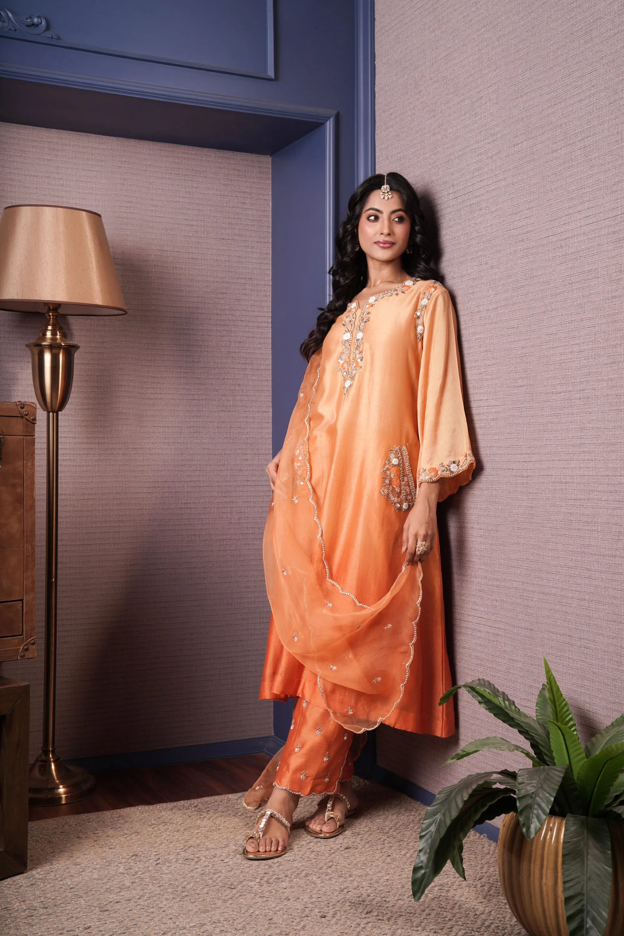 Pocket Style Chanderi Kurta Set