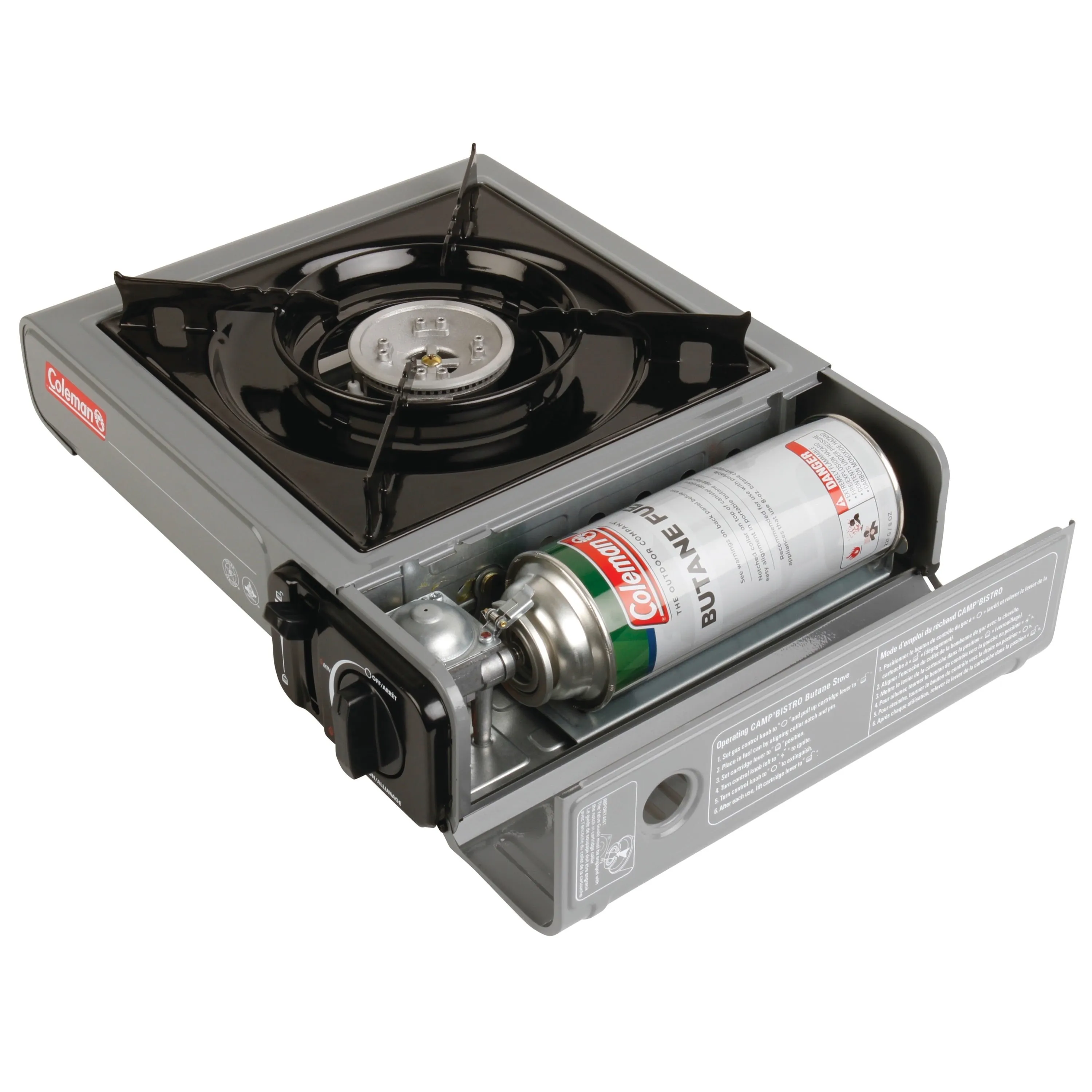 Portable Single Burner Butane Gas Camping Stove - Gray