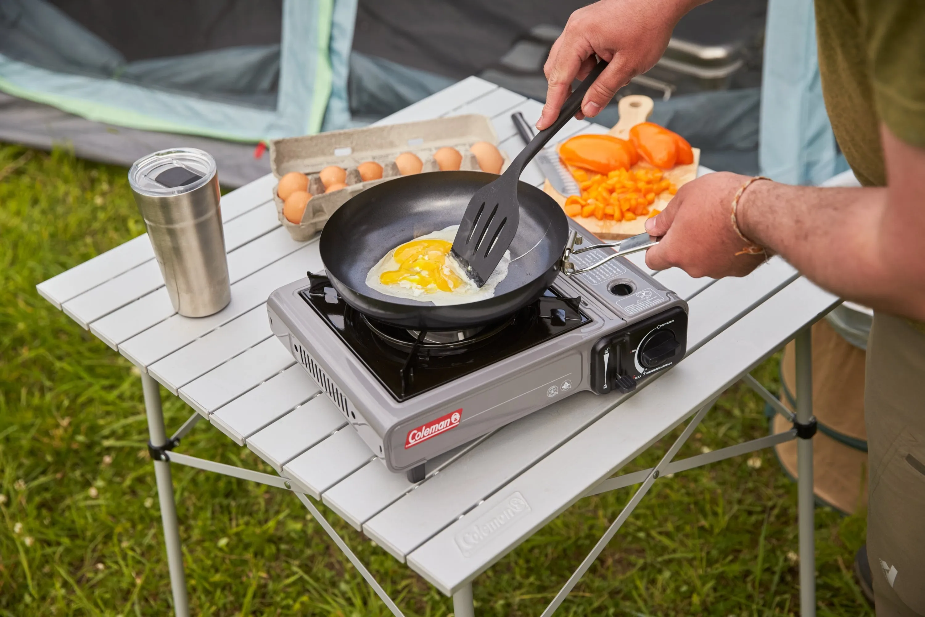 Portable Single Burner Butane Gas Camping Stove - Gray