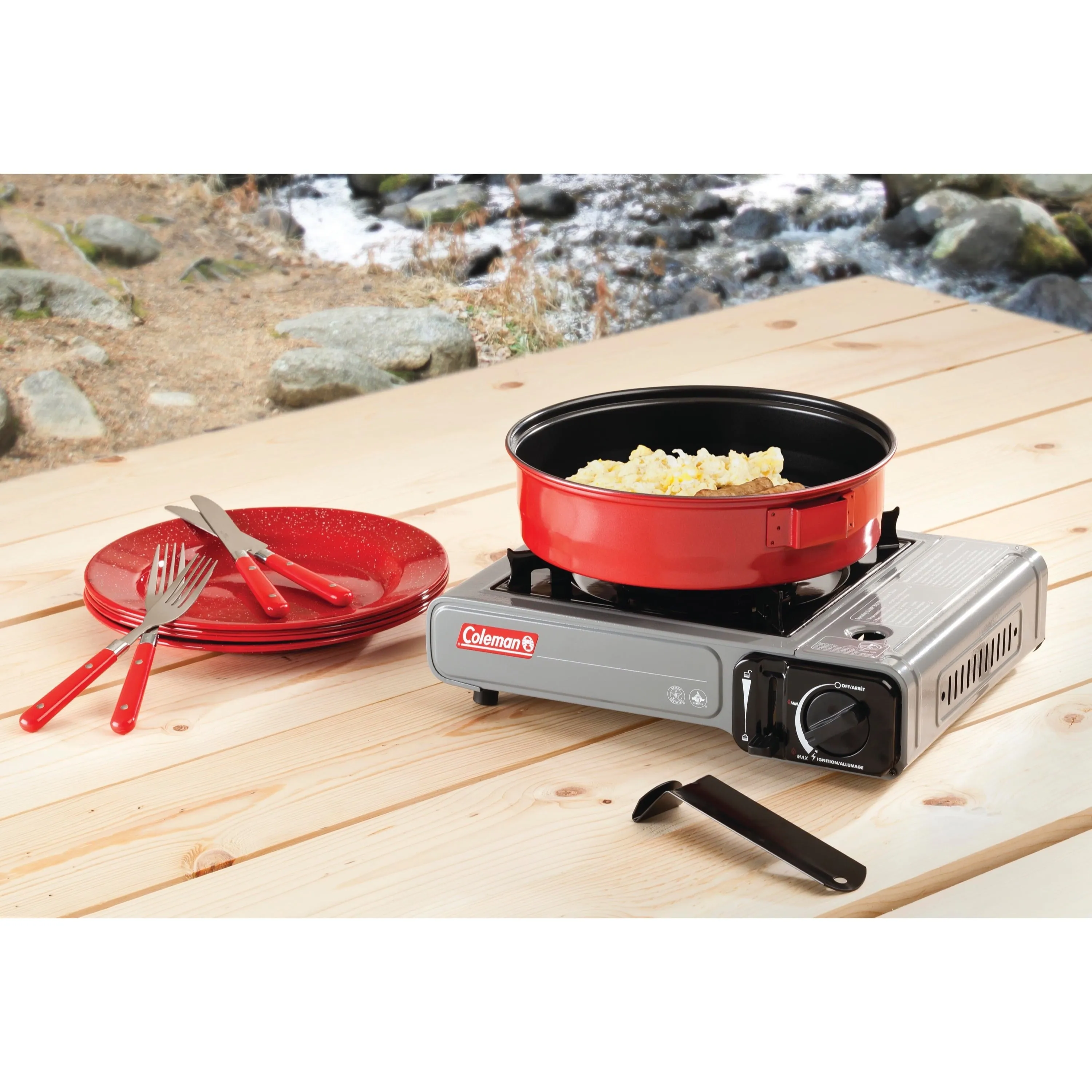 Portable Single Burner Butane Gas Camping Stove - Gray