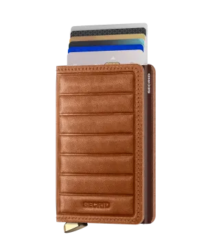 Premium Miniwallet Emboss Lines Cognac