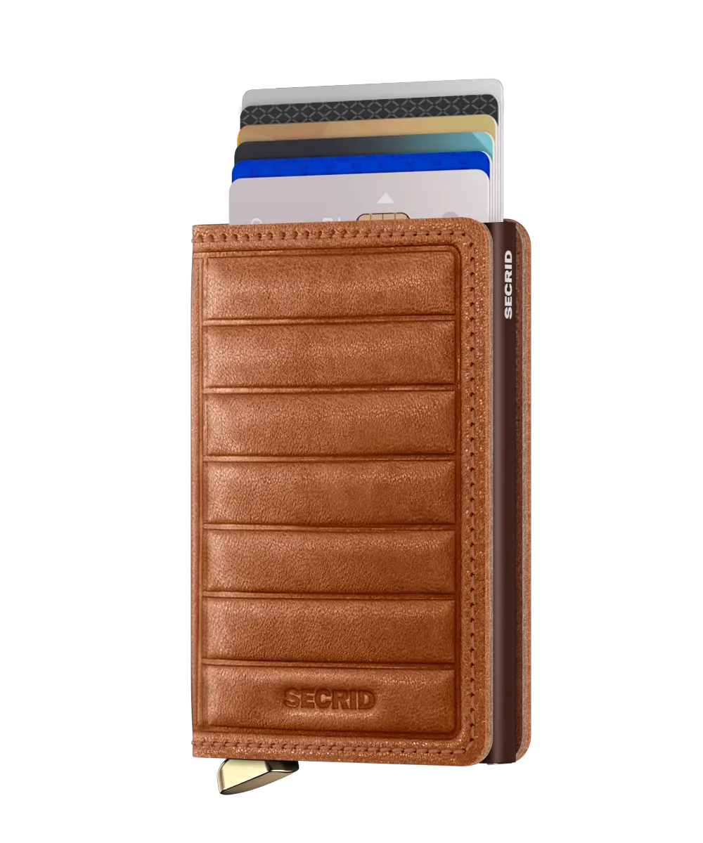 Premium Miniwallet Emboss Lines Cognac