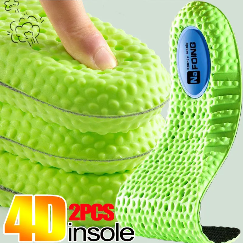 Premium Sports Insoles - Green PU Memory Foam with Breathable Shock Absorption, Arch Support for Plantar Fasciitis, Heel Pain Relief, Customizable Size, Ideal for Men and Women Feet Care