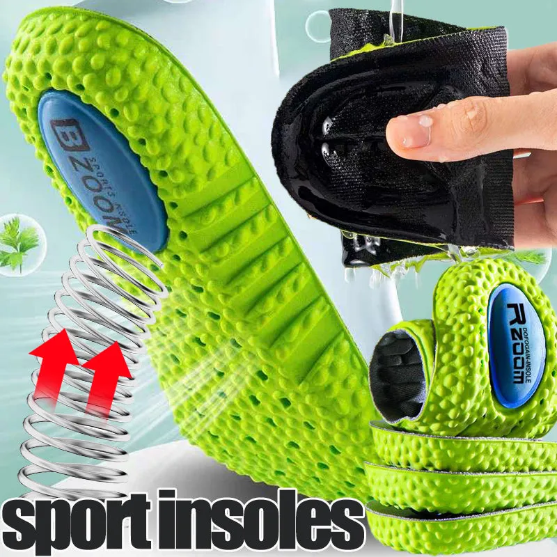 Premium Sports Insoles - Green PU Memory Foam with Breathable Shock Absorption, Arch Support for Plantar Fasciitis, Heel Pain Relief, Customizable Size, Ideal for Men and Women Feet Care