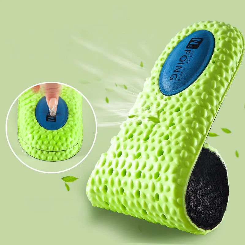 Premium Sports Insoles - Green PU Memory Foam with Breathable Shock Absorption, Arch Support for Plantar Fasciitis, Heel Pain Relief, Customizable Size, Ideal for Men and Women Feet Care