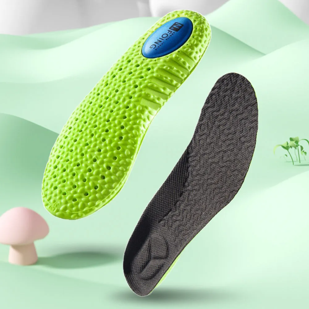 Premium Sports Insoles - Green PU Memory Foam with Breathable Shock Absorption, Arch Support for Plantar Fasciitis, Heel Pain Relief, Customizable Size, Ideal for Men and Women Feet Care