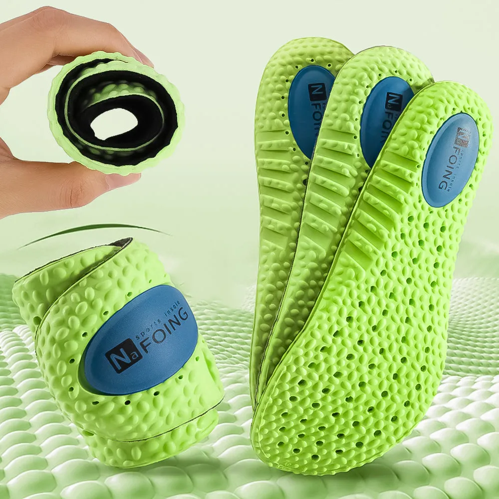 Premium Sports Insoles - Green PU Memory Foam with Breathable Shock Absorption, Arch Support for Plantar Fasciitis, Heel Pain Relief, Customizable Size, Ideal for Men and Women Feet Care