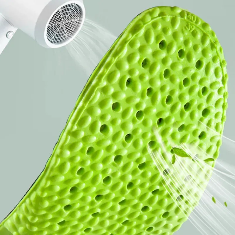 Premium Sports Insoles - Green PU Memory Foam with Breathable Shock Absorption, Arch Support for Plantar Fasciitis, Heel Pain Relief, Customizable Size, Ideal for Men and Women Feet Care