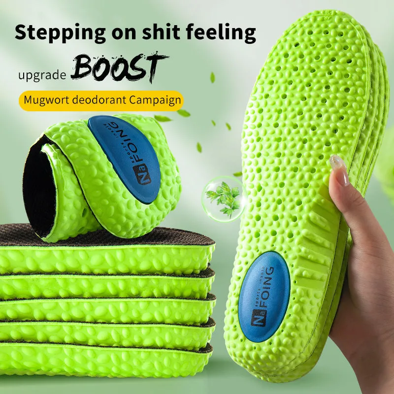 Premium Sports Insoles - Green PU Memory Foam with Breathable Shock Absorption, Arch Support for Plantar Fasciitis, Heel Pain Relief, Customizable Size, Ideal for Men and Women Feet Care