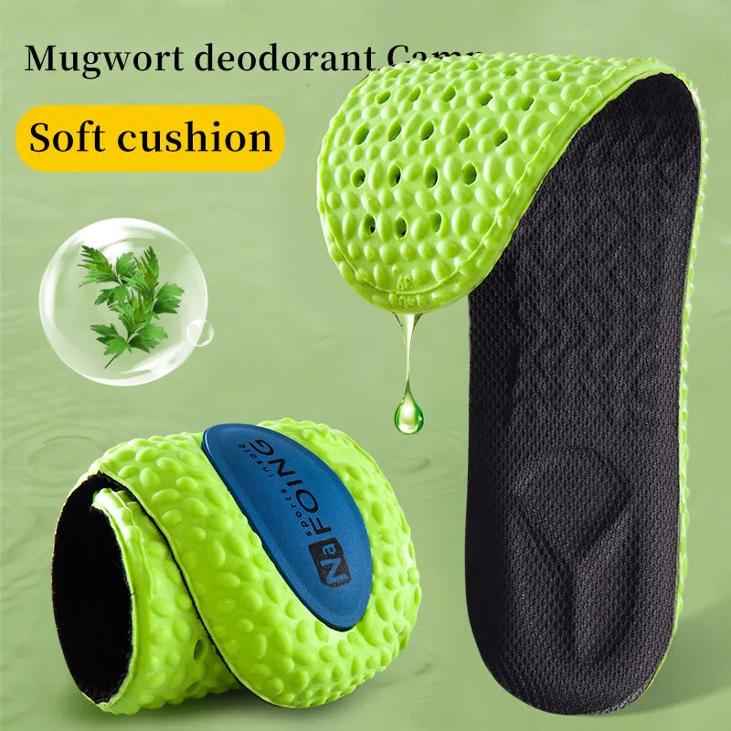 Premium Sports Insoles - Green PU Memory Foam with Breathable Shock Absorption, Arch Support for Plantar Fasciitis, Heel Pain Relief, Customizable Size, Ideal for Men and Women Feet Care
