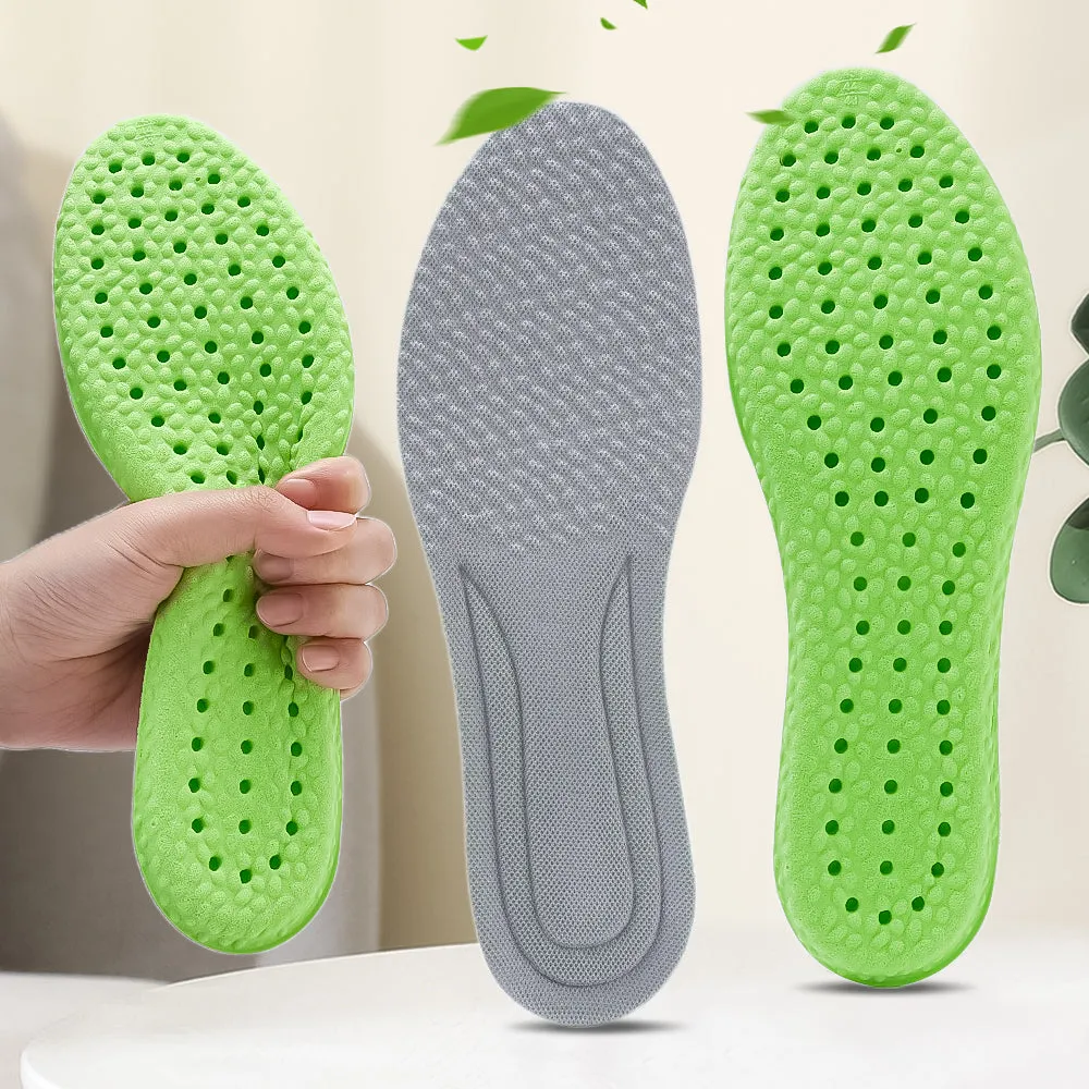 Premium Sports Insoles - Green PU Memory Foam with Breathable Shock Absorption, Arch Support for Plantar Fasciitis, Heel Pain Relief, Customizable Size, Ideal for Men and Women Feet Care