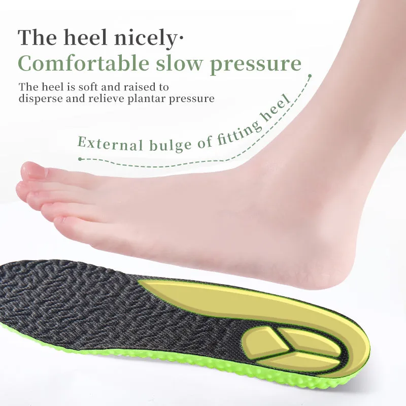 Premium Sports Insoles - Green PU Memory Foam with Breathable Shock Absorption, Arch Support for Plantar Fasciitis, Heel Pain Relief, Customizable Size, Ideal for Men and Women Feet Care
