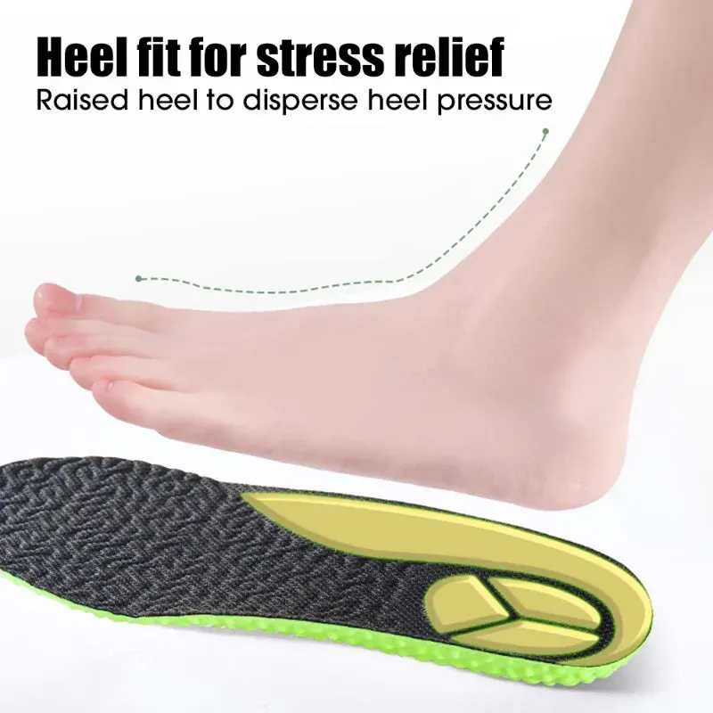 Premium Sports Insoles - Green PU Memory Foam with Breathable Shock Absorption, Arch Support for Plantar Fasciitis, Heel Pain Relief, Customizable Size, Ideal for Men and Women Feet Care