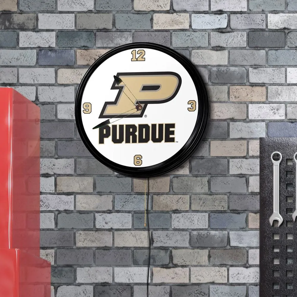 Purdue Boilermakers: Retro Lighted Wall Clock