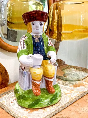 Repro 17th Century Antique Portuguese Sailor Figural Toby Ceramic Folk Pitcher