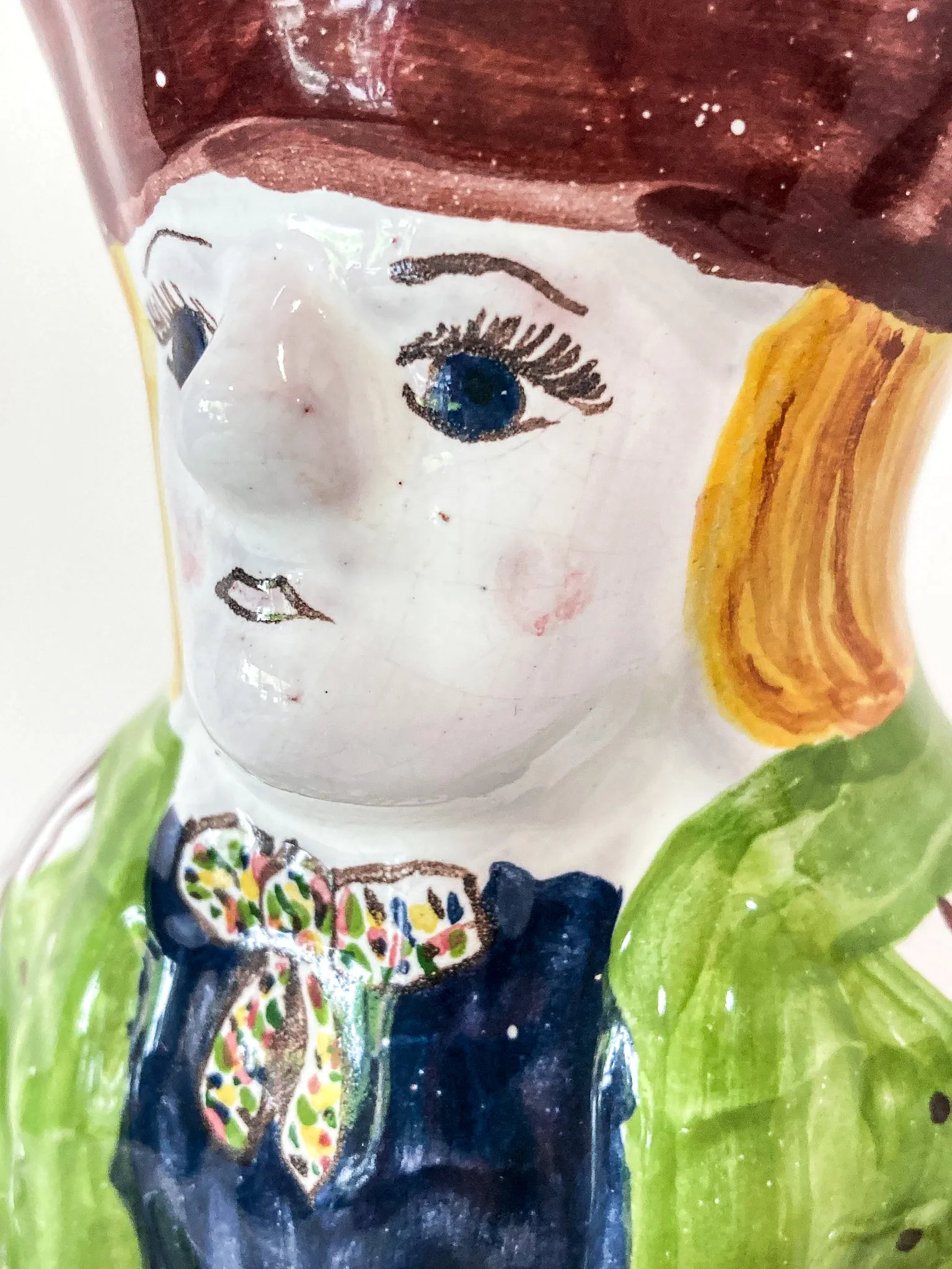 Repro 17th Century Antique Portuguese Sailor Figural Toby Ceramic Folk Pitcher