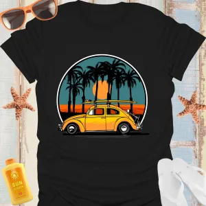 Retro Yellow Surf Car Tshirt Vintage Beach Vibes