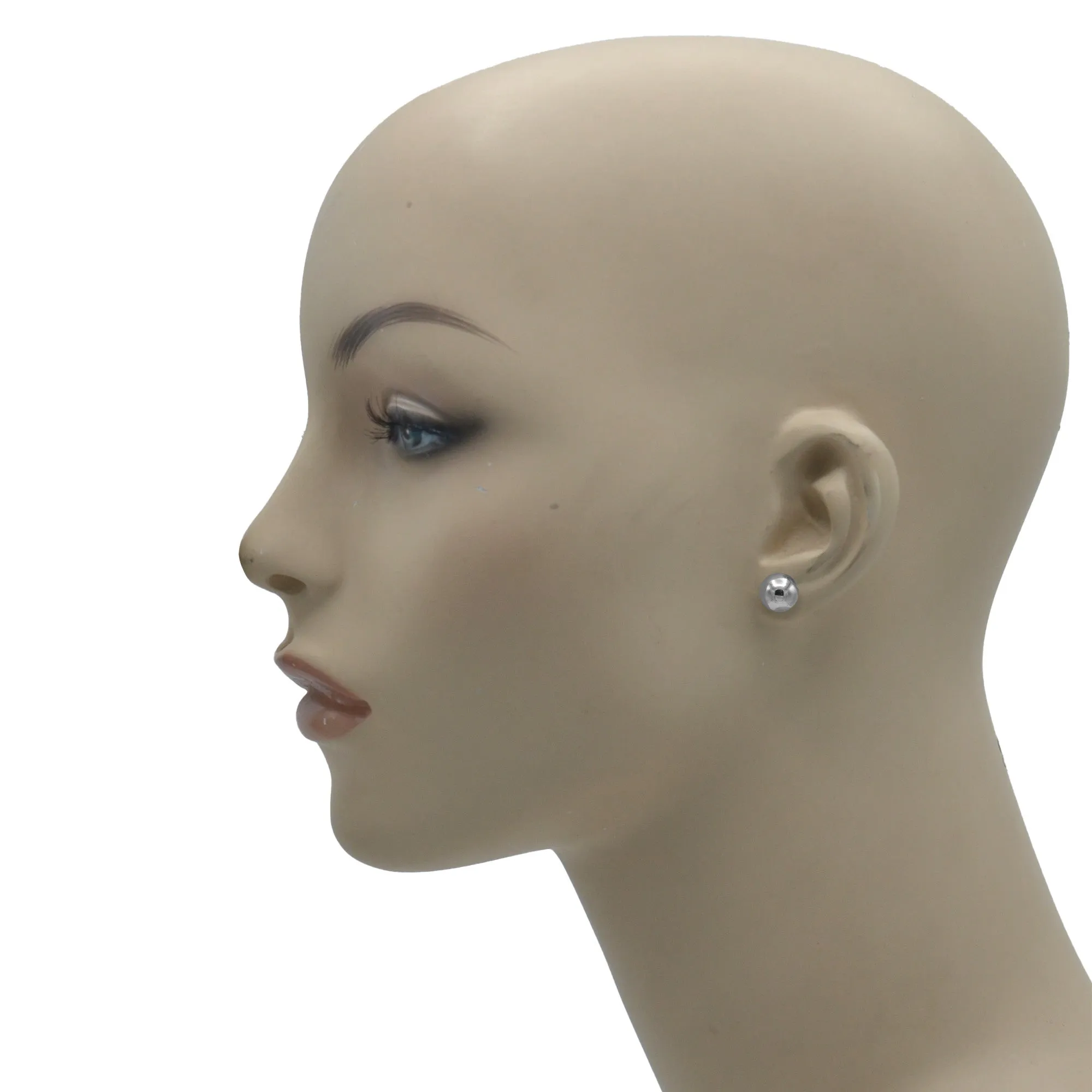 Rhodium 8mm ball stud Earrings #HNE90894-8MMRD(LF4)