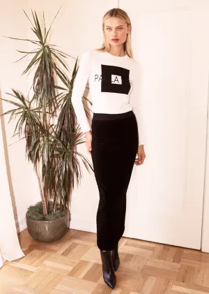 Rita - Cotton Shirt with Square Logo Motif