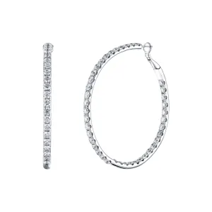 Round Cut 18K White Gold 8.20ct Inside-Out Diamond Hoop Earrings (Pre-Order)