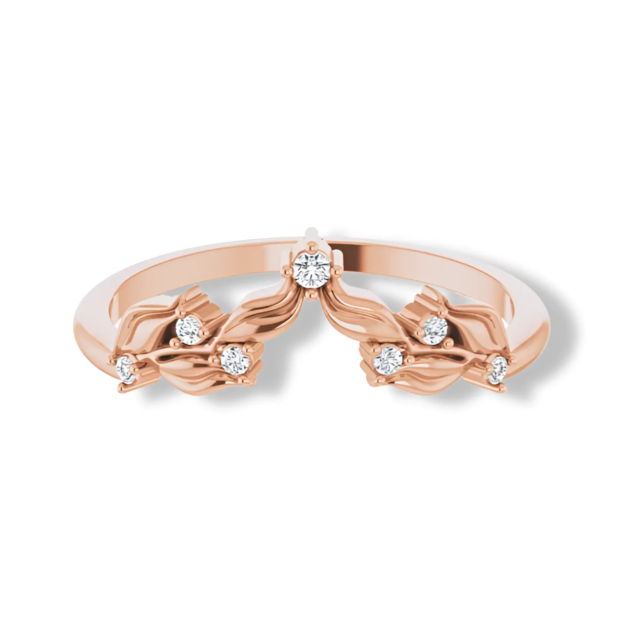 Round Diamond Curved Contour Band