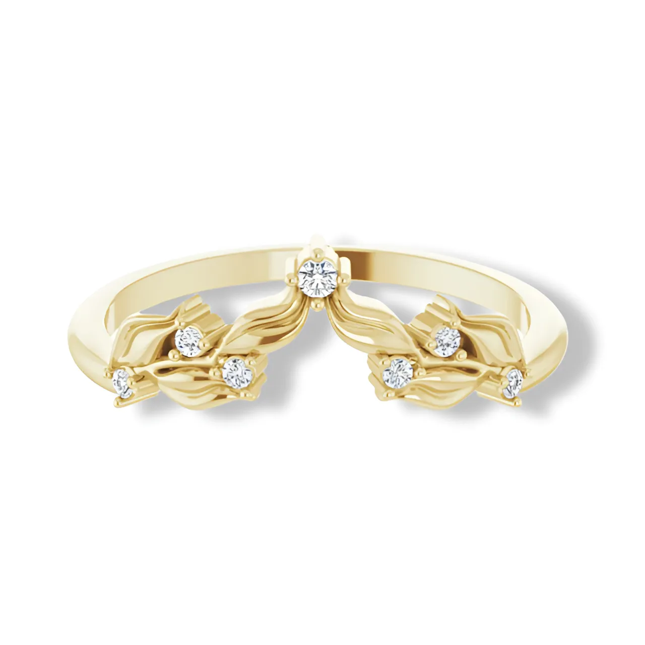 Round Diamond Curved Contour Band