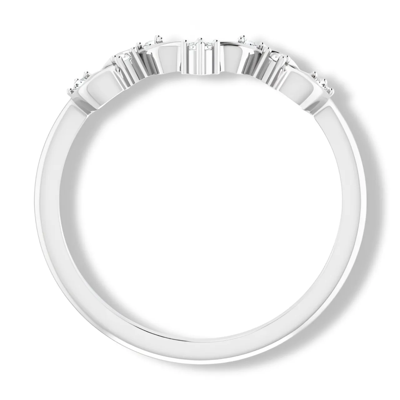 Round Diamond Curved Contour Band