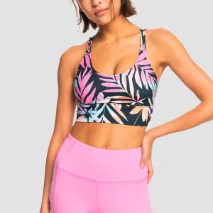Roxy Heart Into It Elongated Sports Bra Anthracite Zebra Jungle - Womens