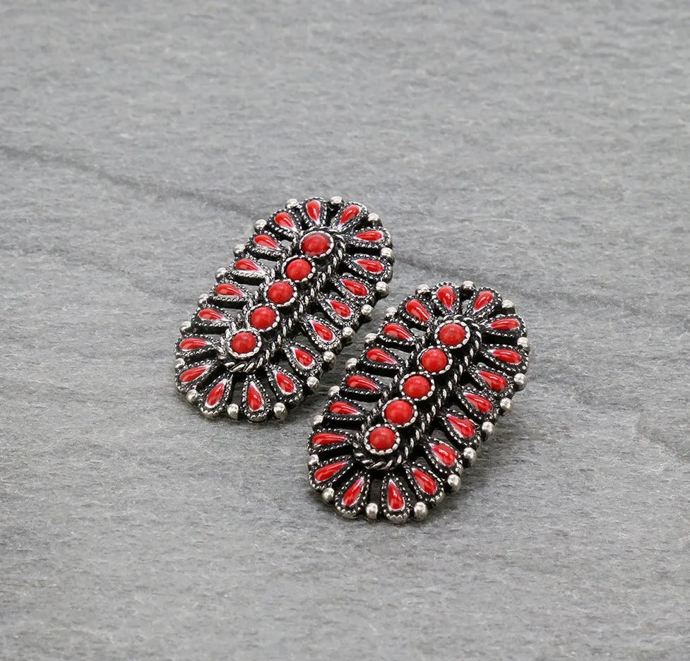 Sandy Oval Cluster Fashion Earring