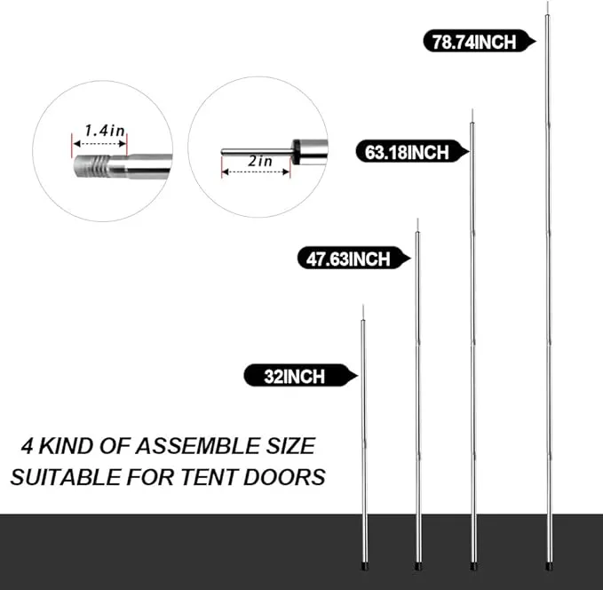 SANLIKE Tent Poles for Tarp, 6.6' Tarp Poles Set of 2, Tent Poles Replacement, Telescoping Pole, Canopy Poles, Camping Poles for Rooftop Tents, Trekking Pole Tent for Trailor, Rain Fly, Camper, Awning