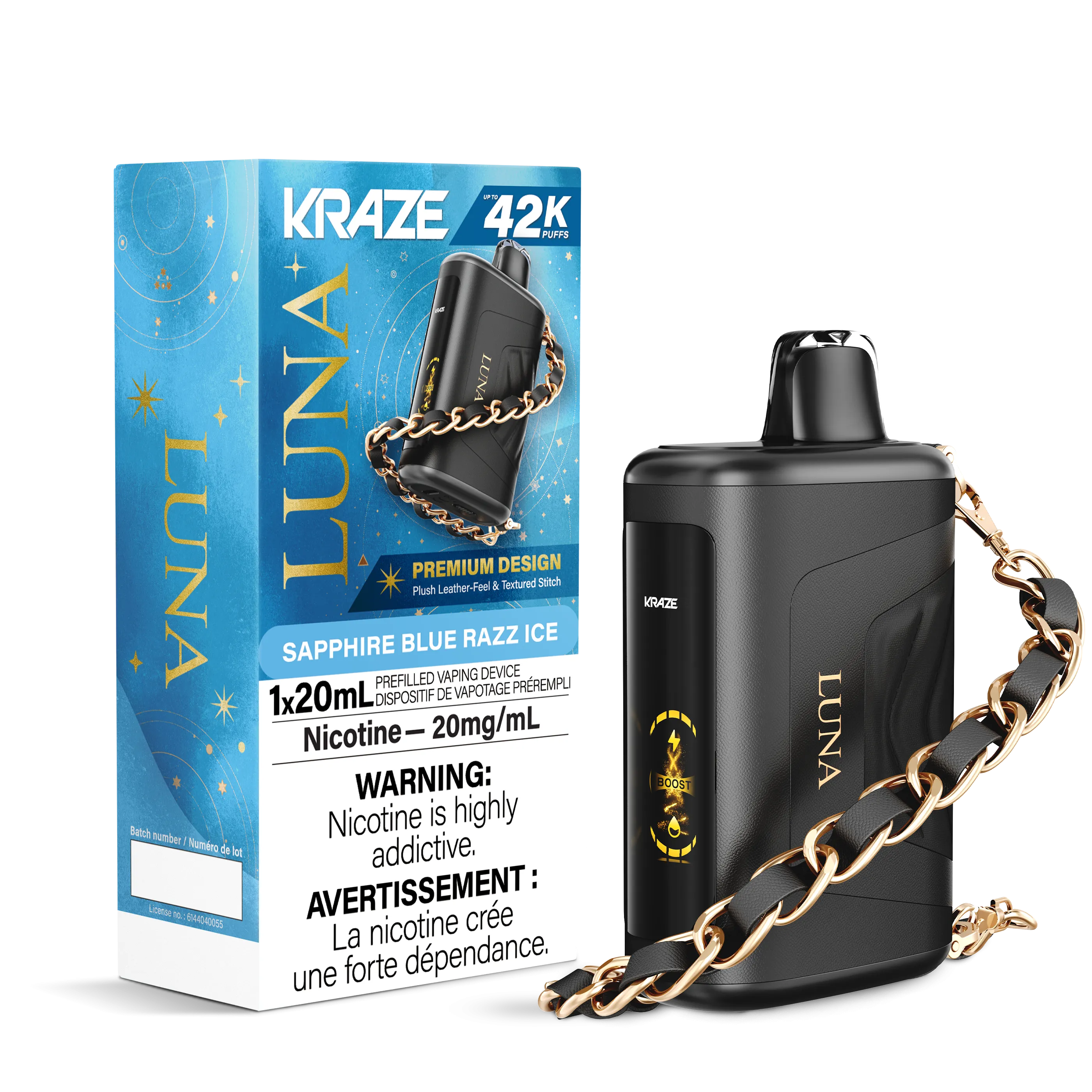 Sapphire Blue Razz Ice - KRAZE Luna 42K Disposable